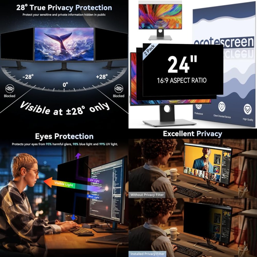 Privacy Filter 2Pack - [2-Pack] 24 Inch Computer Privacy Screen
