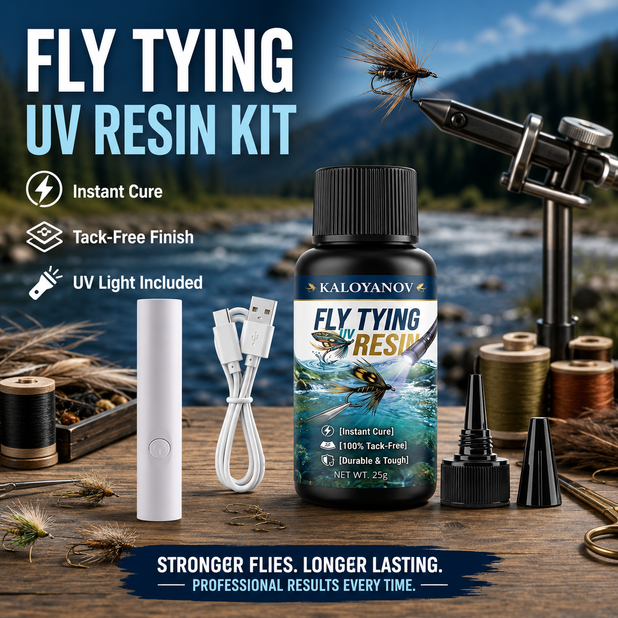 Liquid Uv Glue Kit - UV Resin Fly Tying Kit with