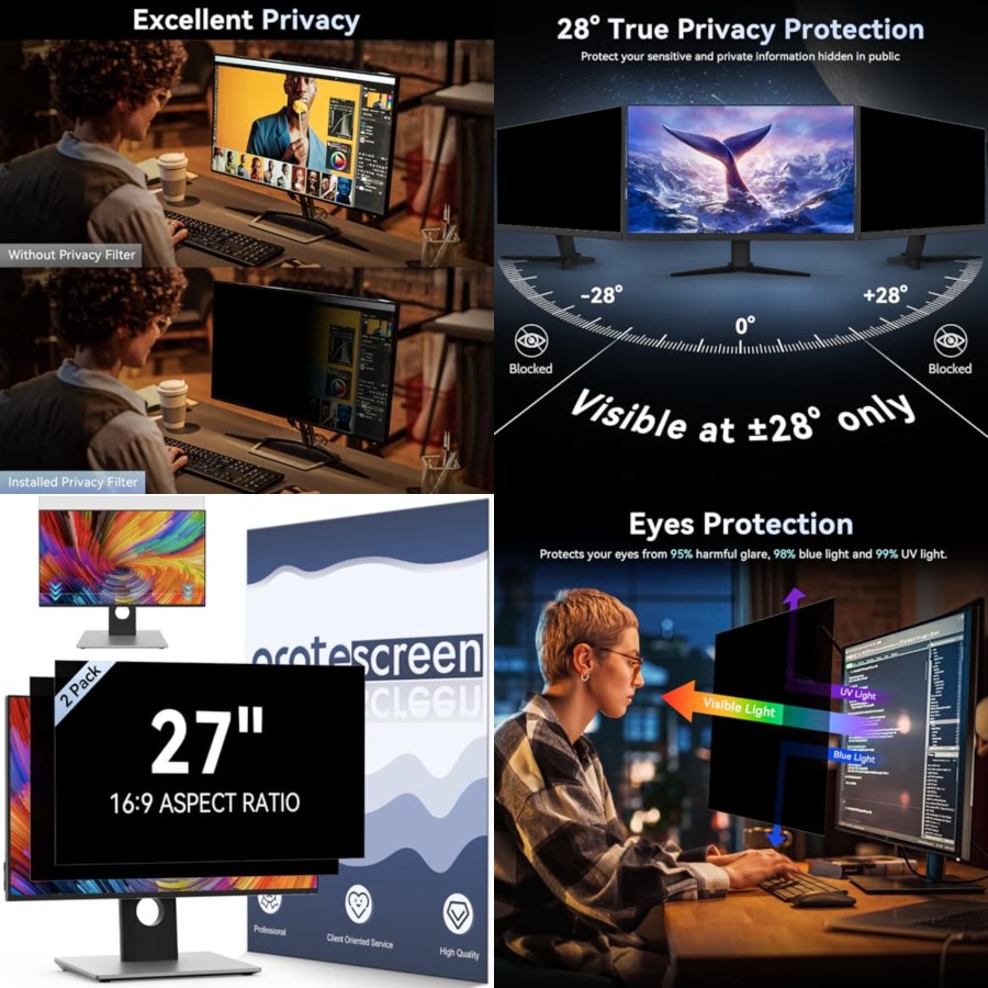 Privacy Filter 2Pack - [2 Pack] Computer Privacy Screen 27