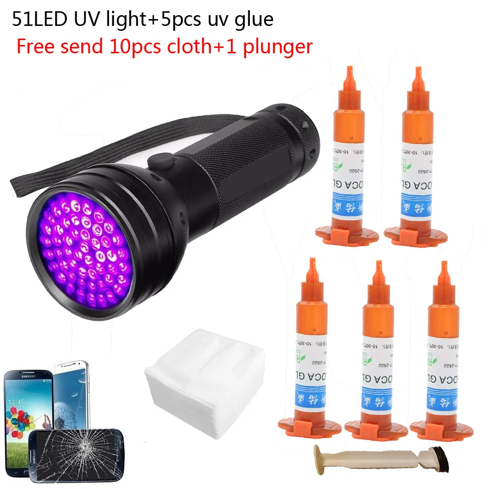51 led UV light 5pcs/lot 5g TP - Liquid Uv Glue Kit avaliação e preço