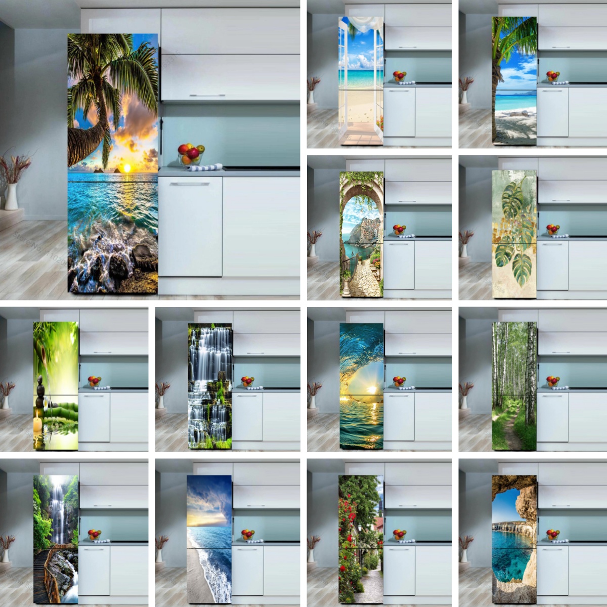 Seaside Beach Fridge Sticker D - Full Cover Adhesive avaliação e preço