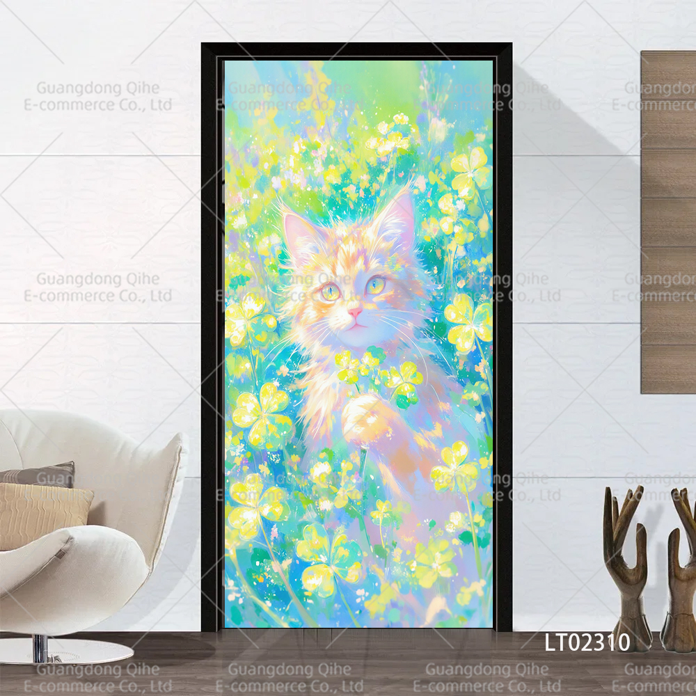 Tulip Cat Cherry Blossom Scene - Full Cover Adhesive avaliação e preço