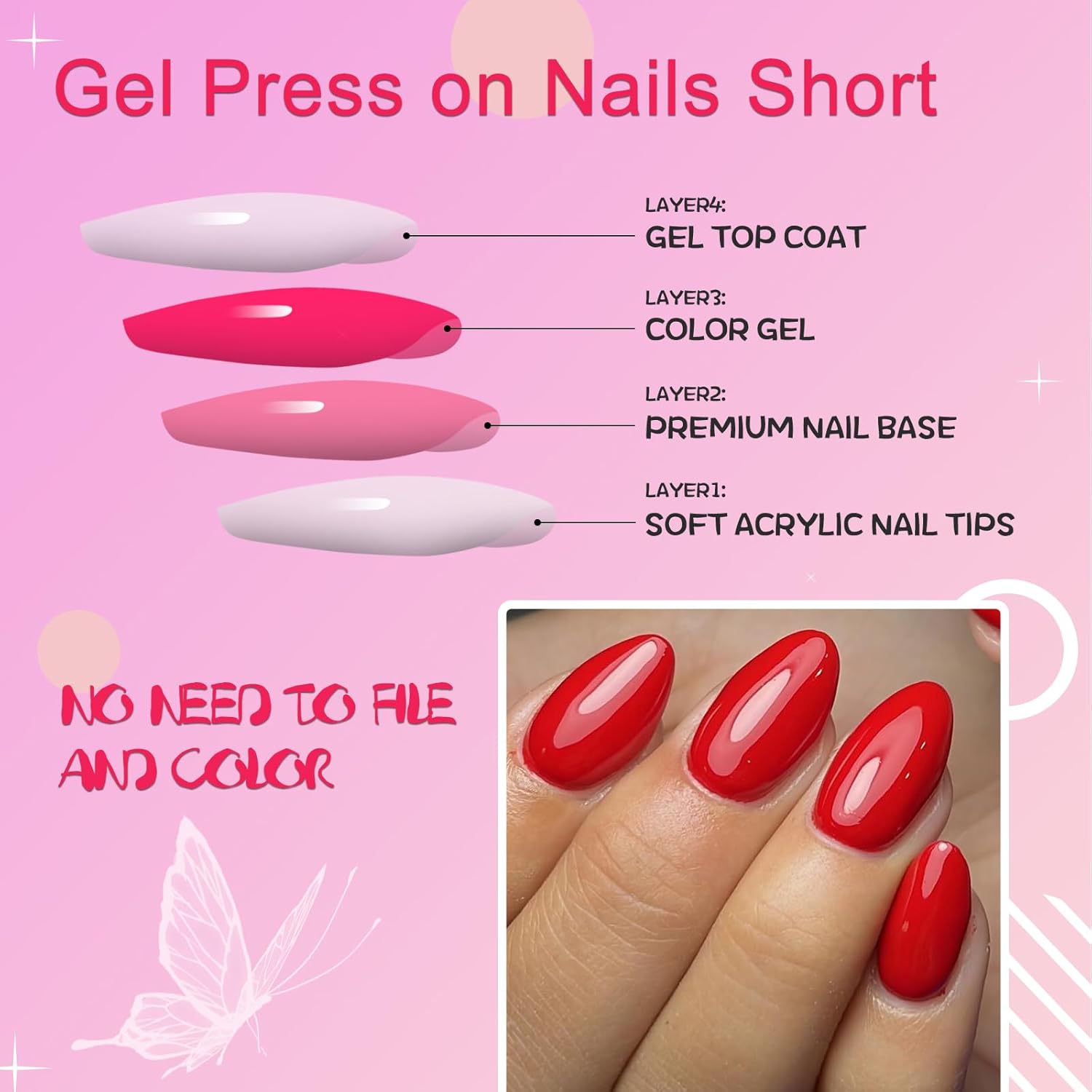 Oval Press on Nails Short Fake - Full Cover Adhesive avaliação e preço