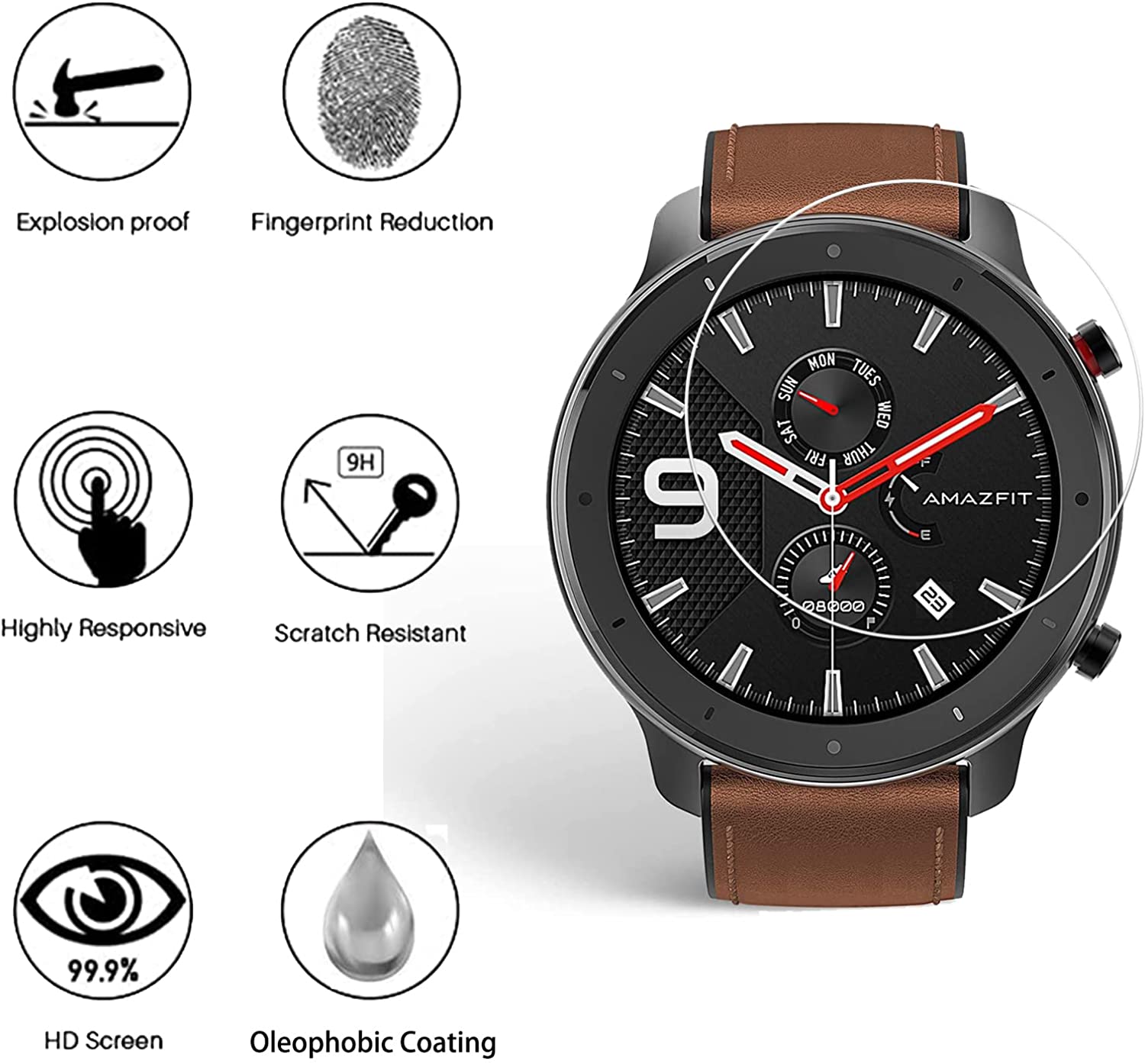 9H Tempered Glass Film For Ama - Smartwatch Screen Film avaliação e preço