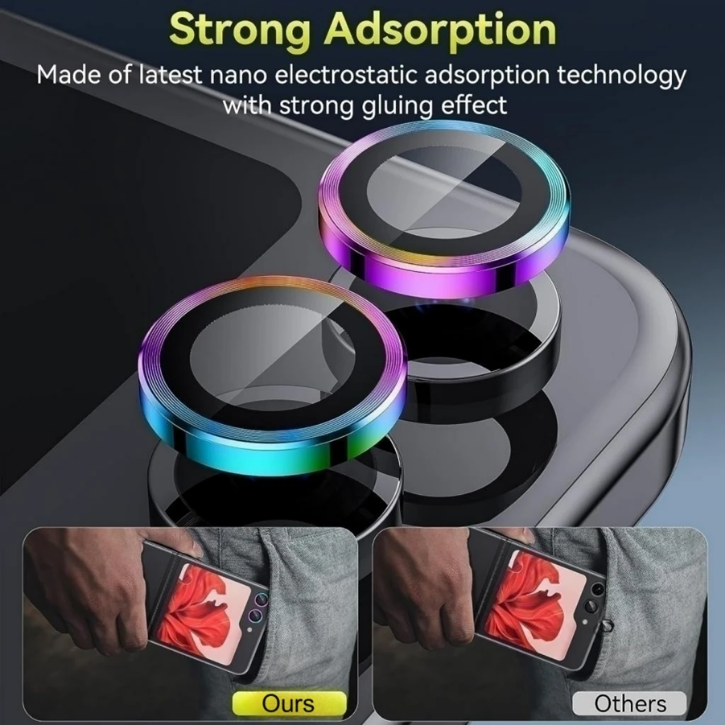 Metal Camera Lens Protector Fo - Tempered Glass Screen 9H avaliação e preço