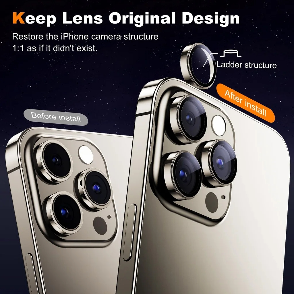 3Pcs Metal Camera Lens Protect - Tempered Glass Screen 9H avaliação e preço